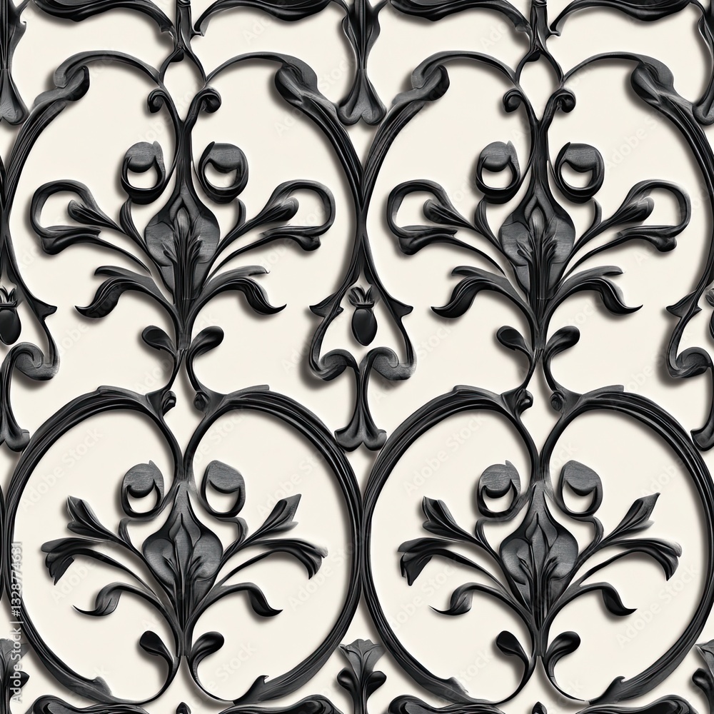 Poster scrollwork ironwork seamless pattern architectural design