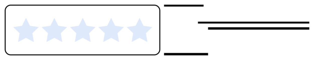 Five stars evenly spaced, accompanied by horizontal bars, representing evaluation, feedback, or progress. Ideal for reviews, performance tracking, user experience, satisfaction quality analytics