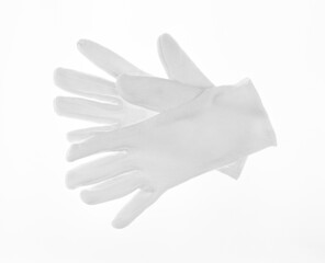 white fabric gloves isolated on white background