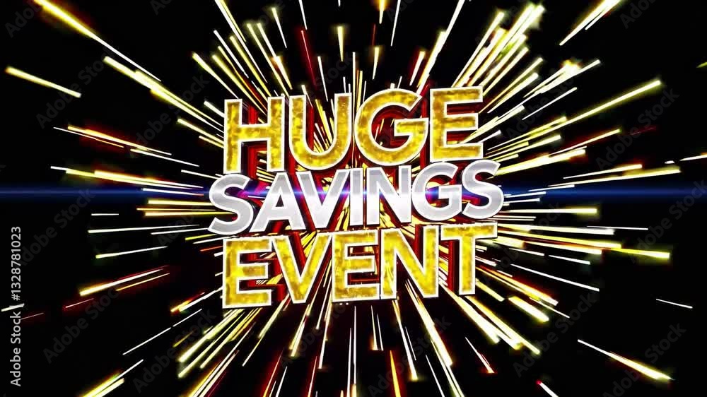 Poster Exciting Huge Savings Event with Colorful Burst of Light and Bold Text Design