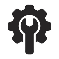 precision wrench gear icon for digital tool settings and maintenance operations - flat icon for apps and websites
