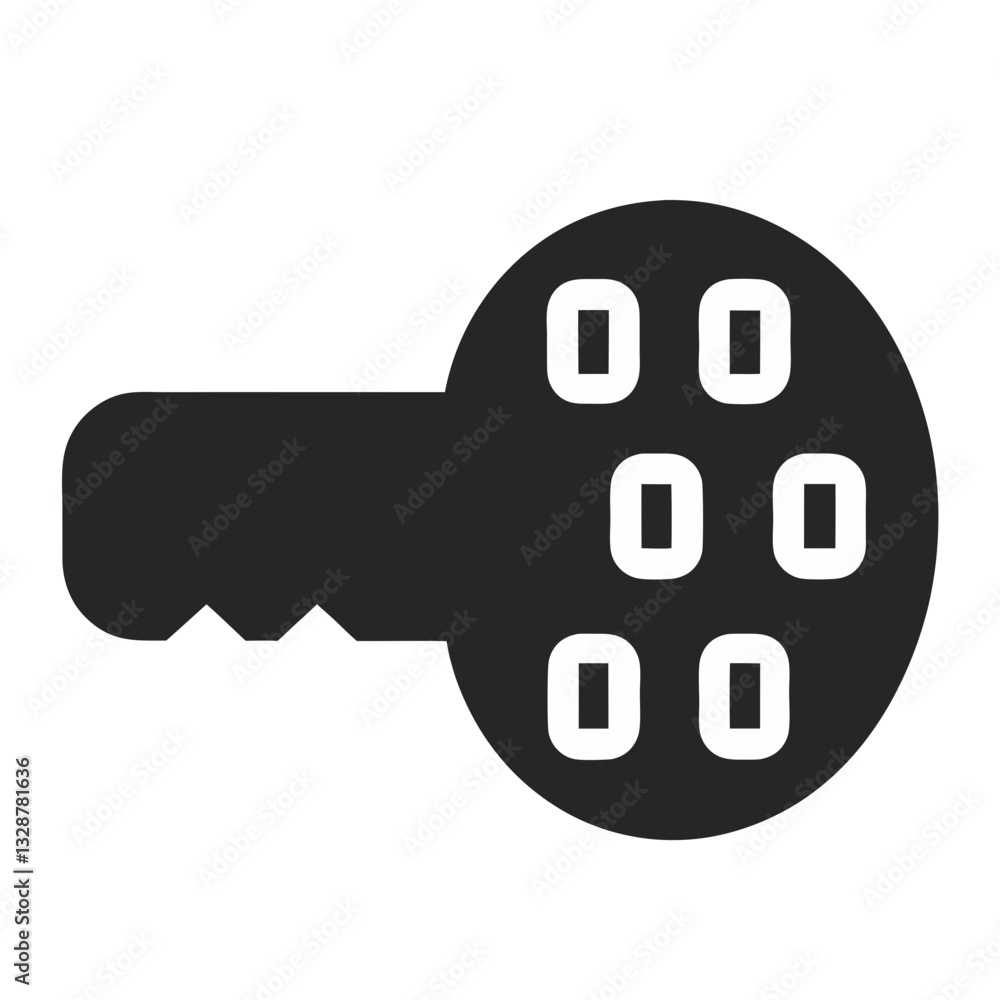 Poster black key icon with geometric pattern head flat icon for apps and websites