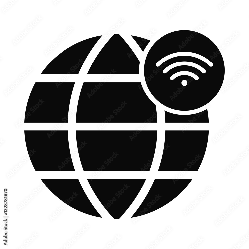 Aufkleber globe with wifi signal icon flat icon for apps and websites