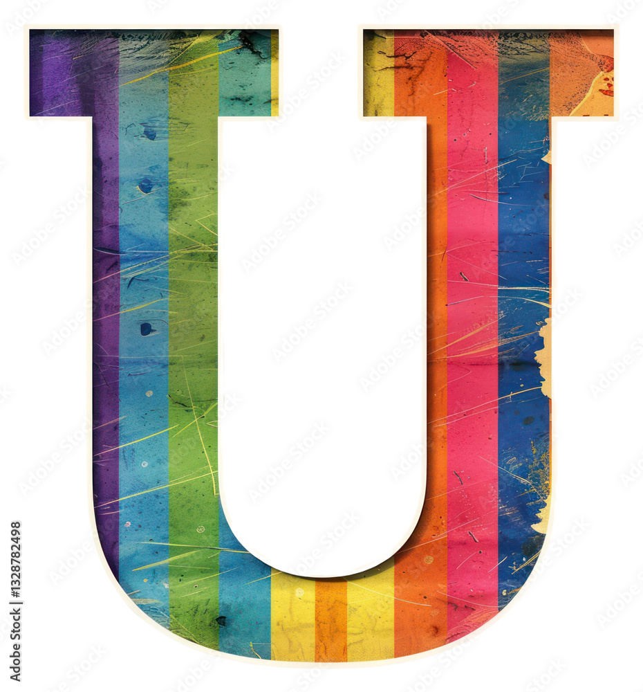 Poster png rainbow with alphabet u pattern font text.