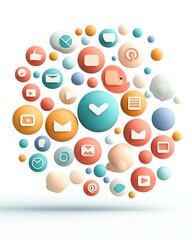 A vibrant collection of colorful social media icons and communication symbols, showcasing the interconnectedness of digital interactions.