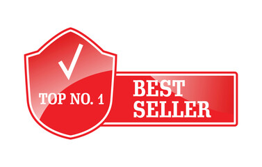Best Seller Label, Seal, Icon, Sign, Logo, Sticker, in red color vector. The Best Product Choice Stamp.