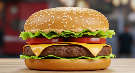 hamburger on a wooden background