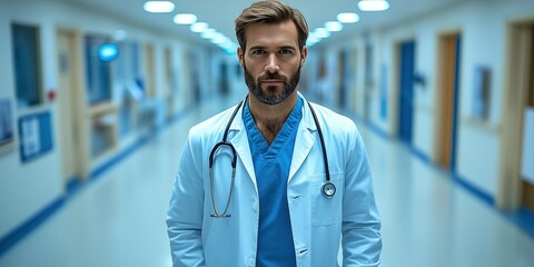 Fototapeta premium doctor works in a luxurious hospital equipped with state-of-the-art medical technology, providing exceptional care in a comfortable and advanced environment
