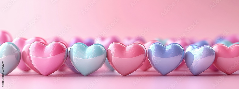 Aufkleber charming array of colorful hearts displaying love and affection against a soft pink background
