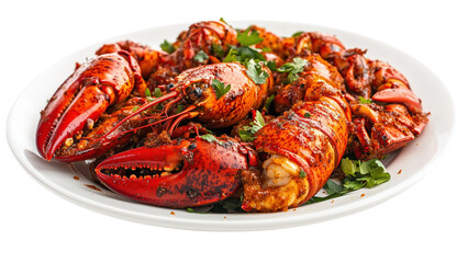 A plate of spicy Cajun-style lobster pieces
