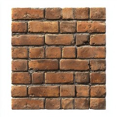 Fototapeta premium Rough brick wall texture, isolated on a pure white background