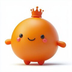 Fototapeta premium Squishy orange monster with a tiny crown, isolated on clear white background