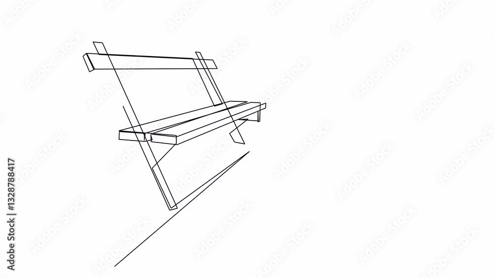 Aufkleber self drawing simple animation of outdoor bench drawn by continuous one line. animated single line wo
