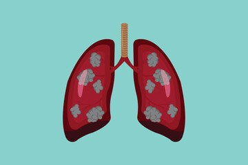 Diseased lungs illustration showing damage and health risks