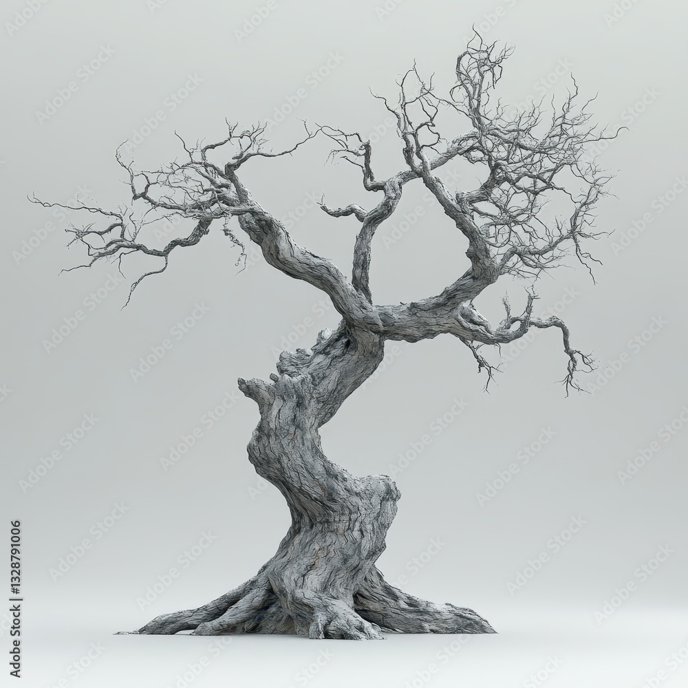 Aufkleber artistic approach of a gnarled tree with intricate branches and roots