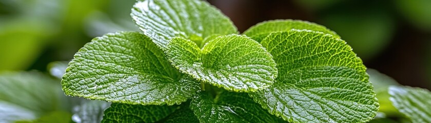 Fototapeta premium Embrace the healing power of nature, mirroring the precision of an AI-powered blood test device that provides real-time analysis for precise medication dosage Just as these vibrant green leaves