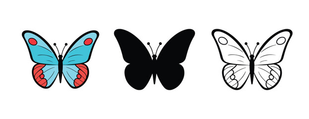 vector of silhouette, illustration and silhouette of butterfly