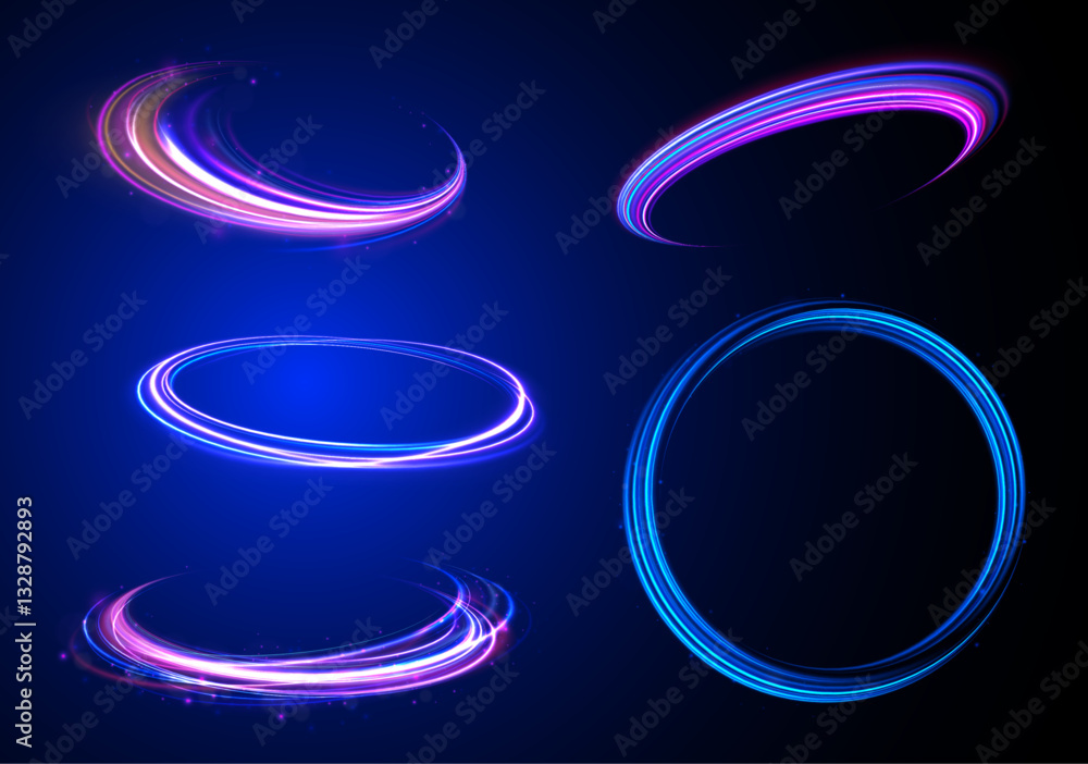 Canvas Prints surreal neon vortexes: a spectacular display of rotating and spinning energy hoops, creating a beaut