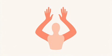 Abstract representation of a figure with raised hands on a soft background, symbolizing surrender or freedom
