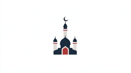 Majestic mosque silhouette with crescent moon at dusk, symbolizing spirituality and culture