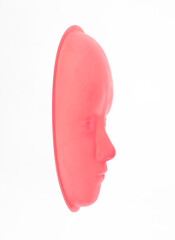 orange face plastic mask isolated on white background