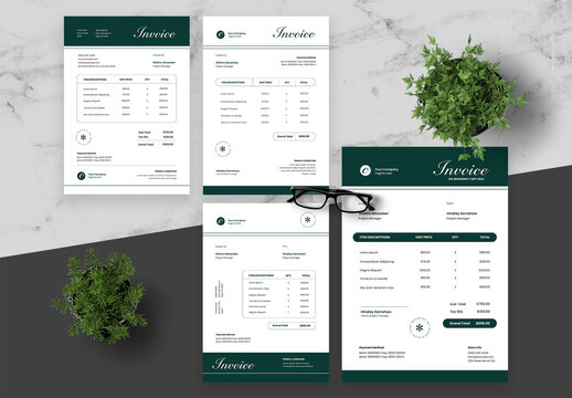 Green And Black Invoice Set