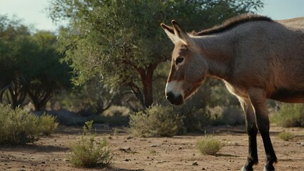 A Wild Ass in his own habitat. Exotic tourism. Desert life. Cultural heritage. Peaceful unique ecosystem.	