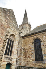 Bell tower of the Cathedral of St. Vincent in Saint Malo in Brittany, France