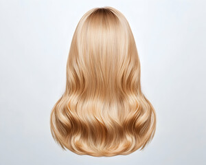 Fototapeta premium Long, wavy, blonde hair viewed from behind against a white background