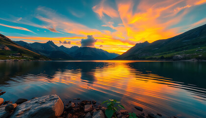 sunrise over the lake