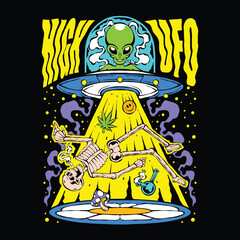 high ufo illustration artwork vector