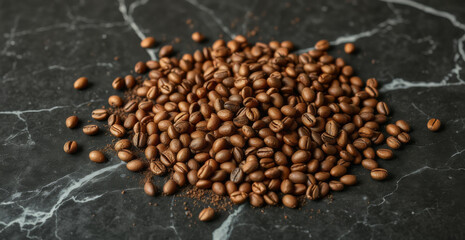 Roasted Coffee Beans on Dark Marble