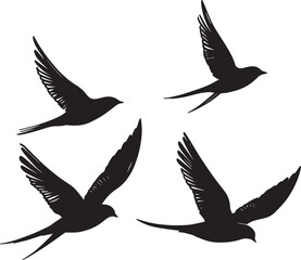  This artwork is digitally enhanced using AI and manually edited for quality.Flying Bird Silhouettes - Minimalist Black and White Art.