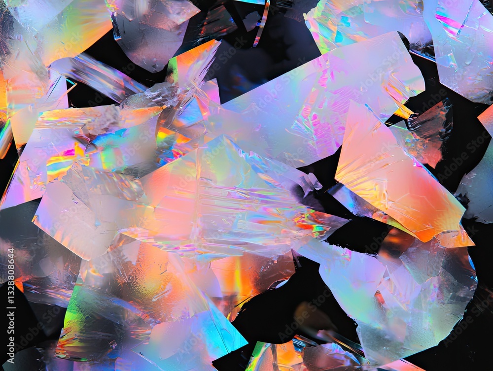 Poster luminous light prisms colliding with artscale abstract art studio close-up visual experimentation
