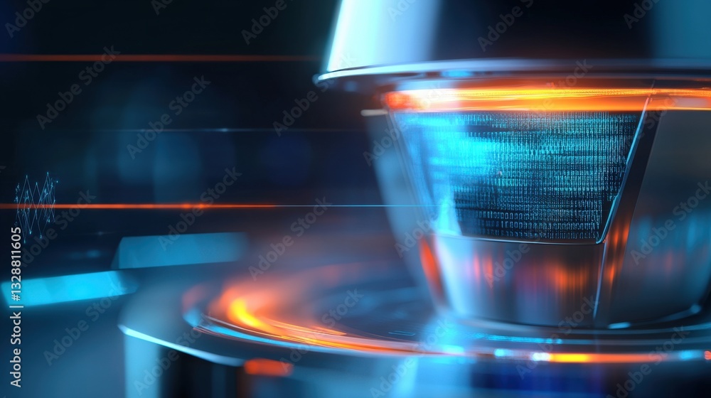 Poster dynamic technology visualization digital space abstract animation futuristic environment close-up vi