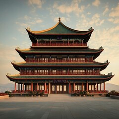 Obraz premium Grand chinese temple in autumn colors high resolution picture