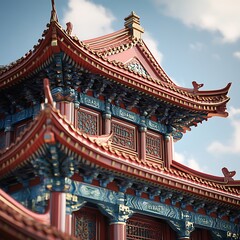 Naklejka premium Ornate Chinese palace with golden rooftops high resolution picture
