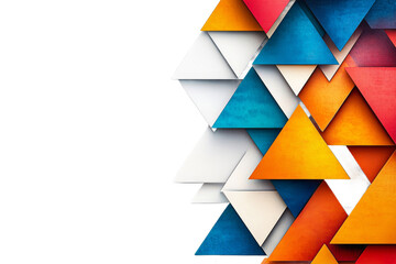 Colorful triangles arranged on a transparent background