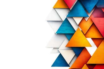 Colorful triangles arranged on a transparent background