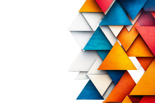 Colorful triangles arranged on a transparent background