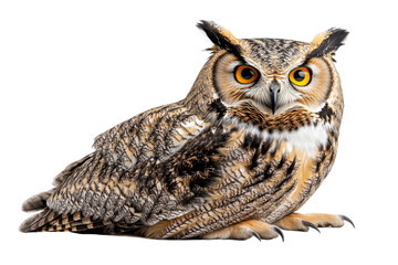 Fototapeta premium Majestic owl perched with striking features and colors