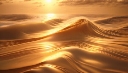 Warm golden sunlight reflecting on gentle ocean waves, smooth texture with natural, organic motion and serene glow.