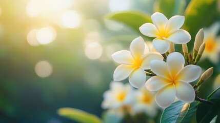 Fototapeta premium Fragrant Plumeria Flowers in Sunlight