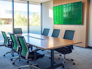brightly lit conference room evokes sense of collaborative energy and productivity, ready for important discussions and strategic planning