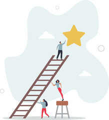 Encouragement for female career and woman motivation tiny person concept.flat character life .