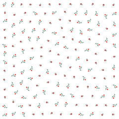 a pattern of red and green flowers on a white background
