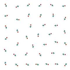 a white background with red and green berries