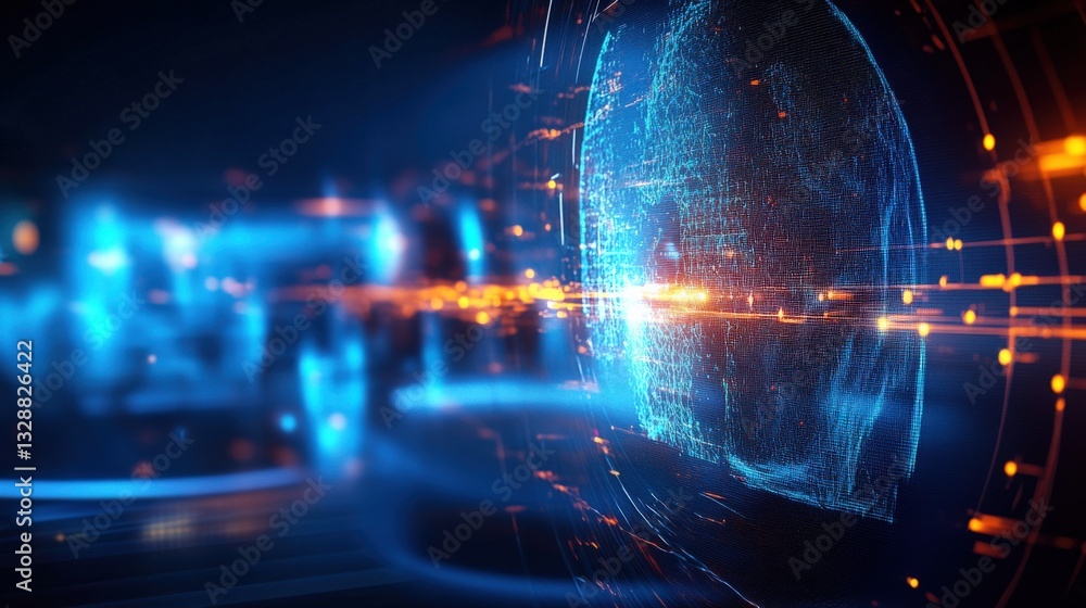 Poster digital transformation event ai innovations in technology virtual space graphic design futuristic en