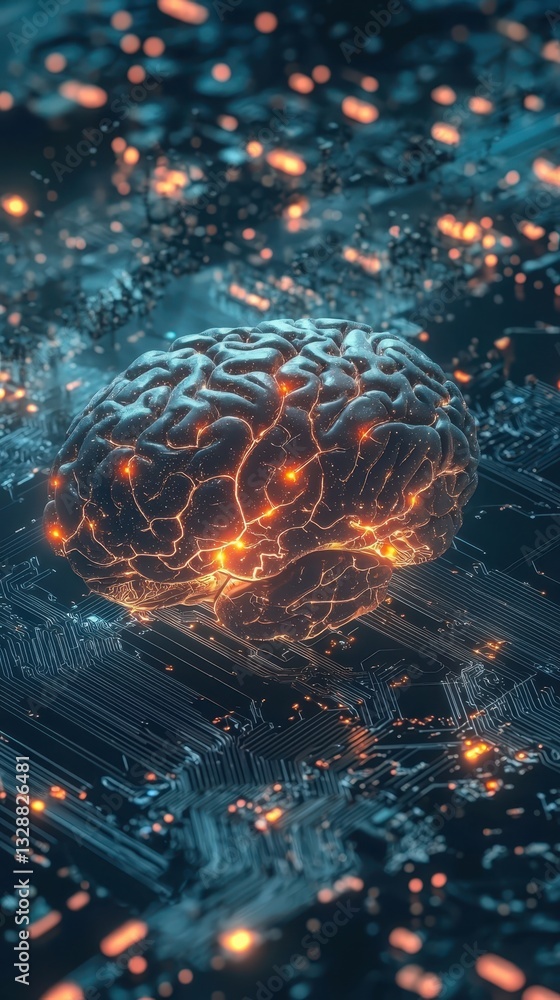 Poster neural connections in artificial intelligence concept visualized