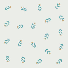 a pattern of leaves and flowers on a white background